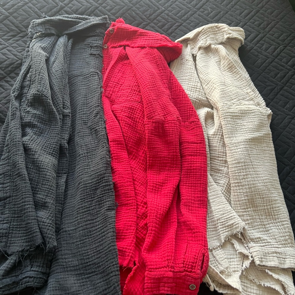 Zenana Outfitters Women's Cardigan Trio - Black, Red, Cream